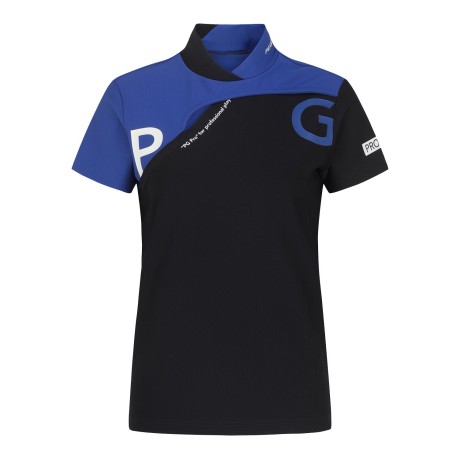 여성 컬러 블록 컷아웃 반팔 티셔츠