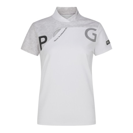 여성 컬러 블록 컷아웃 반팔 티셔츠