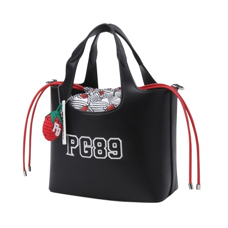 여성 엠보 자수 로고 패턴 키링 버킷백