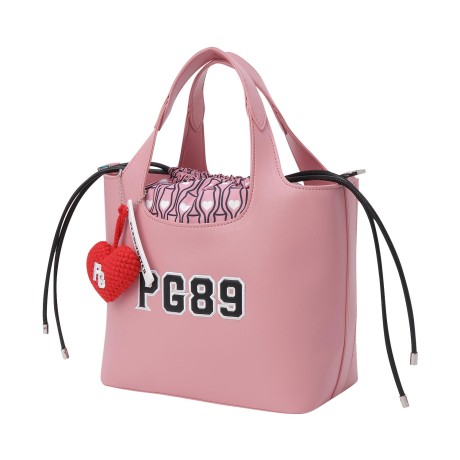 여성 엠보 자수 로고 패턴 키링 버킷백