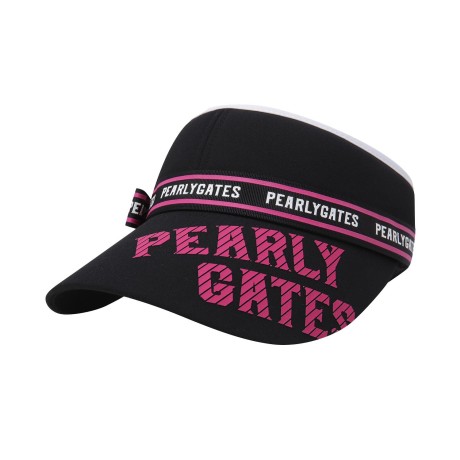 여성 배색 테이프 로고 리본 썬바이저