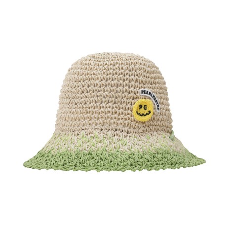 여성 컬러 블록 리본 라피아 햇