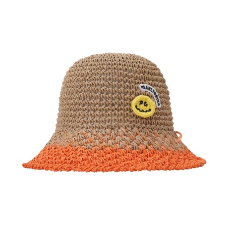 여성 컬러 블록 리본 라피아 햇