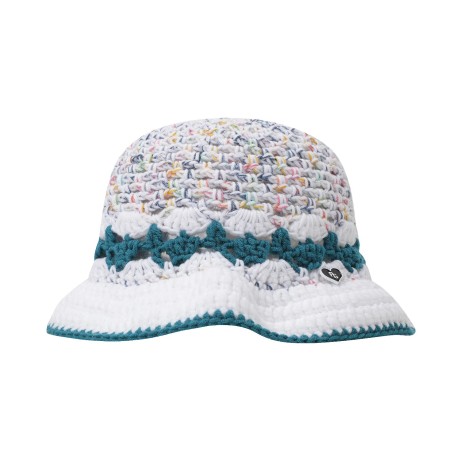 여성 하트 팬던트 로고 컬러 니트 버킷햇