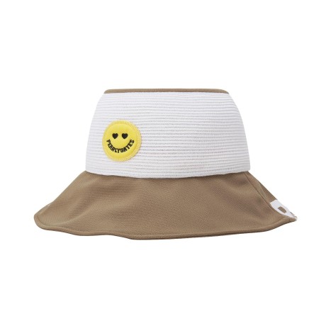 여성 스마일 배색 로고 스트랩 바이저 햇