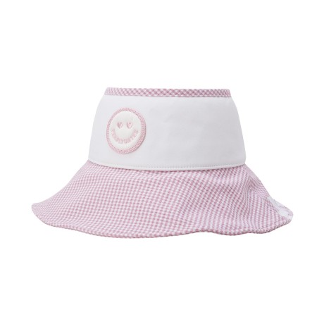 여성 스마일 배색 로고 스트랩 바이저 햇