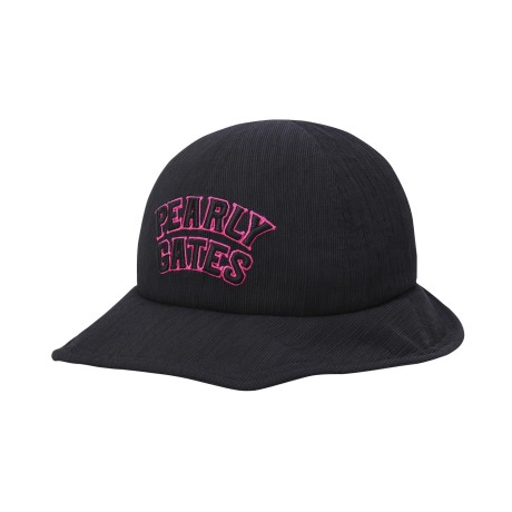 여성 스트라이프 조직 배색 로고 버킷햇