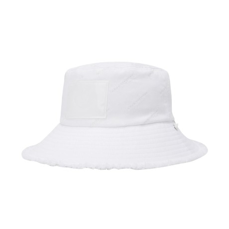 여성 스마일 로고 자수 프레이드 버킷햇