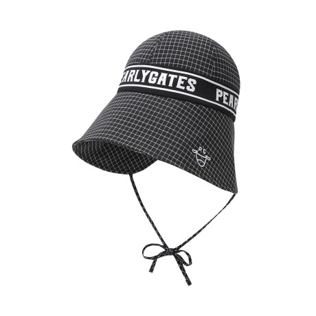 여성 체크 로고 테잎 리본 보닛햇