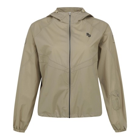 여성 타공 믹스 로고 후드 집업 점퍼