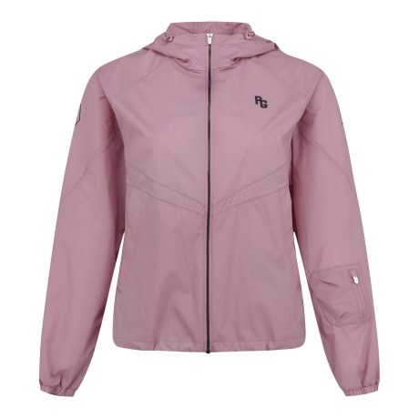 여성 타공 믹스 로고 후드 집업 점퍼