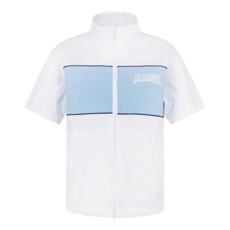 여성 잭바니 컬러블록 로고 방풍 반팔 점퍼