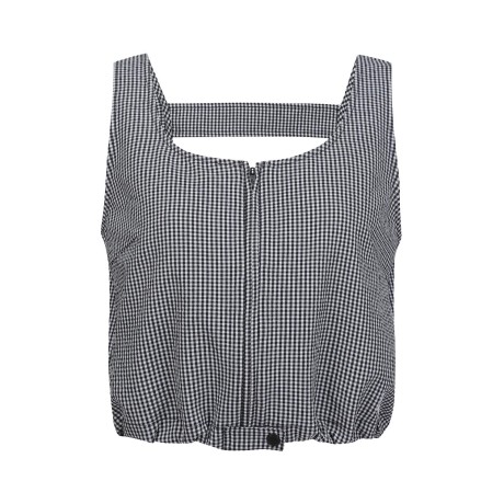 여성 시어서커 깅엄체크 스트링 베스트