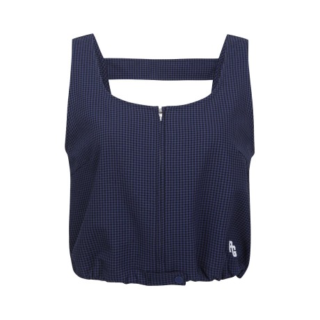 여성 시어서커 깅엄체크 스트링 베스트