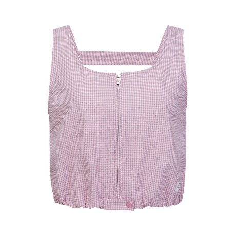 여성 시어서커 깅엄체크 스트링 베스트