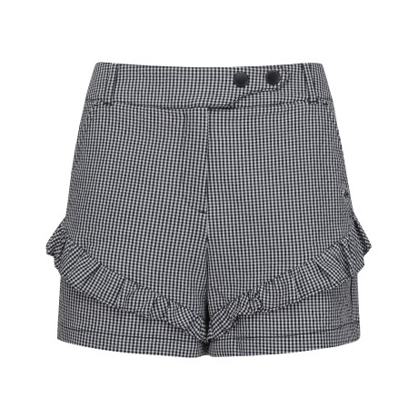 여성 시어서커 깅엄체크 프릴 쇼츠
