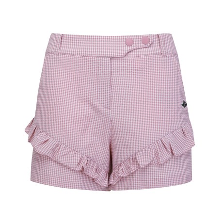 여성 시어서커 깅엄체크 프릴 쇼츠