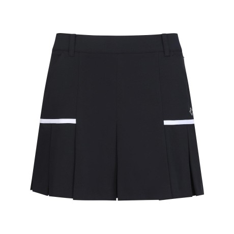 여성 배색 라인 플리츠 믹스 큐롯 쇼츠