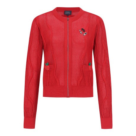 여성 웨이브 라인 메쉬 집업 가디건