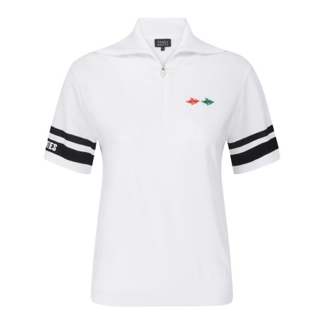 [박현경프로 착용]여성 컬러 바니 뱃지 하프 집업 반팔 스웨터