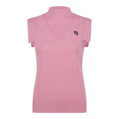 [박현경프로 착용]여성 골조직 믹스 패널 니트 베스트