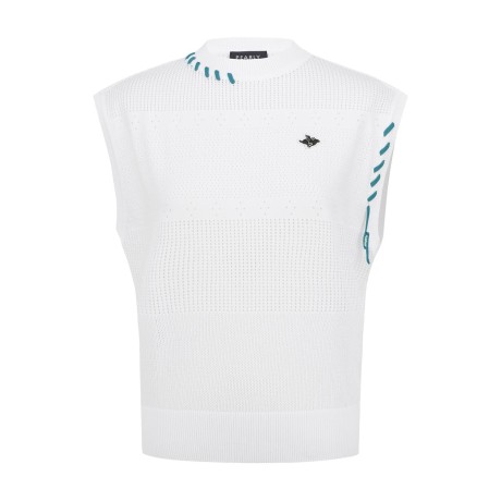 여성 바니 스티치 조직감 니트 베스트