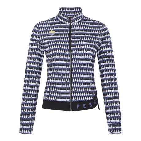 [냉감]여성 컵케익 패치 로고 패턴 집업 탑