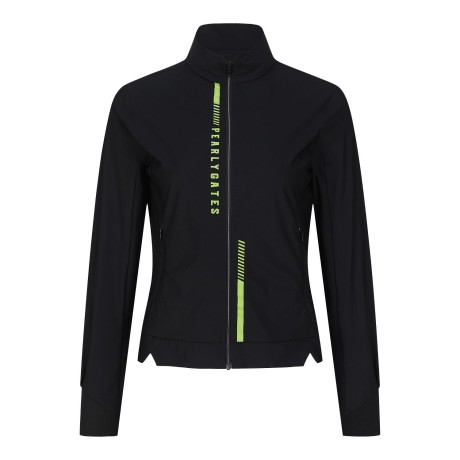 여성 타공 믹스 배색 로고 집업 점퍼