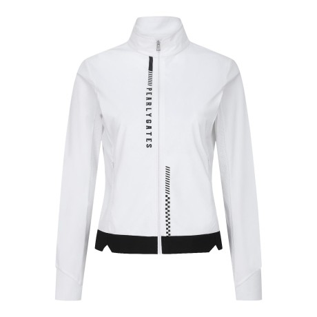 여성 타공 믹스 배색 로고 집업 점퍼