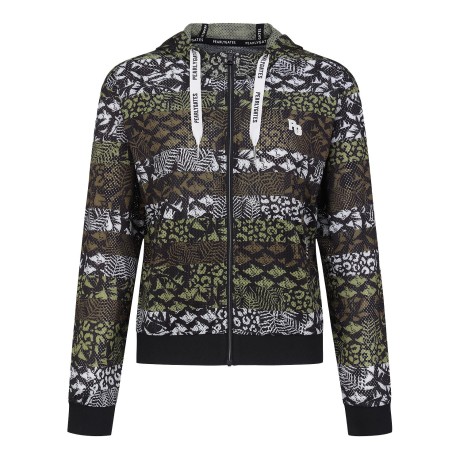 여성 믹스 패턴 스트라이프 타공 점퍼