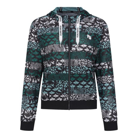 여성 믹스 패턴 스트라이프 타공 점퍼