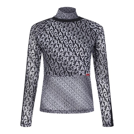 여성 로고 패턴 튤 슬리브리스 & 크롭 레이어