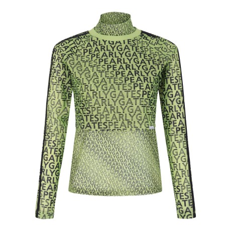 여성 로고 패턴 튤 슬리브리스 & 크롭 레이어