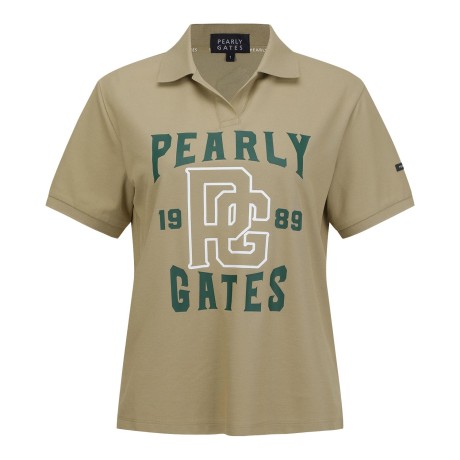 [냉감]여성 빅 로고 오픈 칼라 반팔 피케 티셔츠