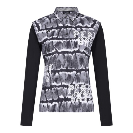 여성 냉감 슬리브 프린팅 칼라 티셔츠