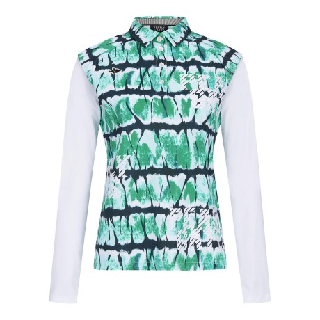 여성 냉감 슬리브 프린팅 칼라 티셔츠