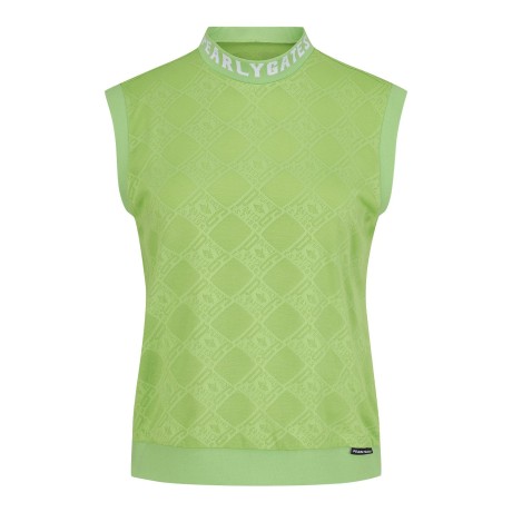 여성 로고 아가일 슬리브리스 탑