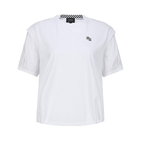 [냉감]여성 로고 스트링 퍼프 반팔 티셔츠