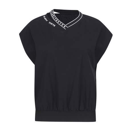 여성 로고 스트랩 V넥 슬리브리스 탑