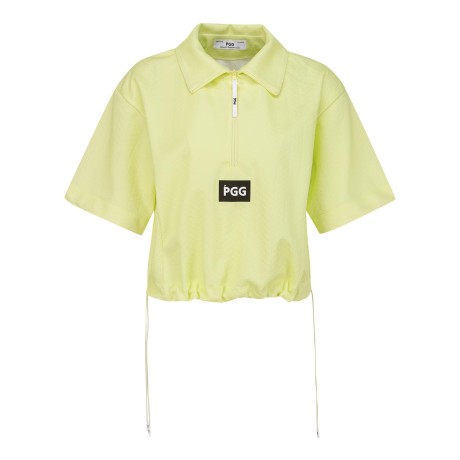 여성 PGG 스트링 하프 집업 반팔 티셔츠