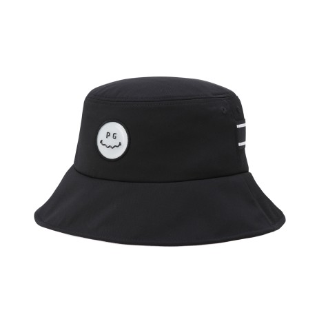 여성 스마일 레터링 테이프 버킷햇