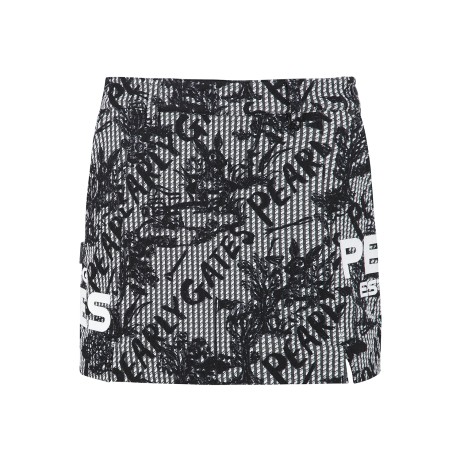 [가격인하] 여성 플로럴 스트라이프 로고 스커트