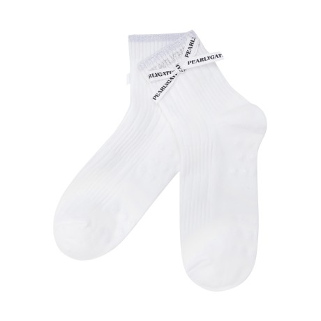 여성 글리터 라인 로고 단목 양말