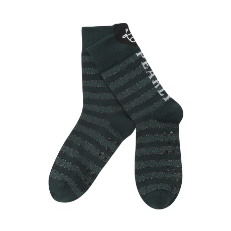 여성 하트 스마일 스트라이프 중목 양말