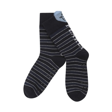 여성 하트 스마일 스트라이프 중목 양말