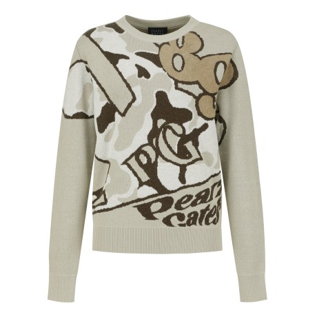 [가격 인하] 여성 로고 카모 자카드 긴팔 니트