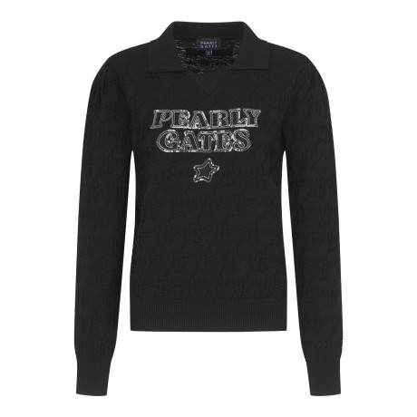 [가격 인하] 여성 스타 자카드 로고 칼라 니트