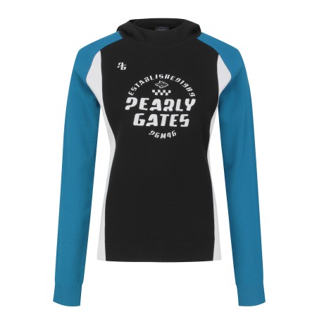 [가격 인하] 여성 컬러 블록 레이싱 후드 니트