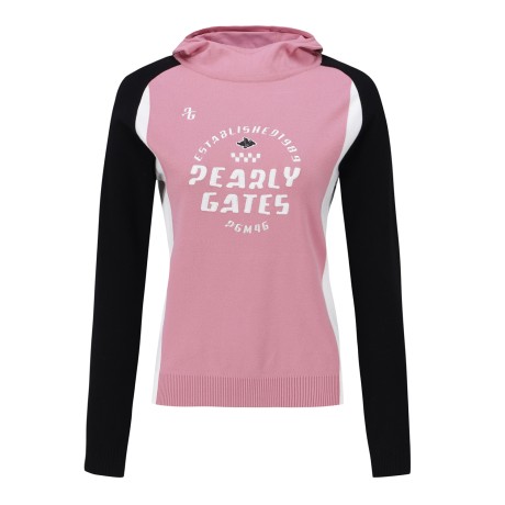 [가격 인하] 여성 컬러 블록 레이싱 후드 니트