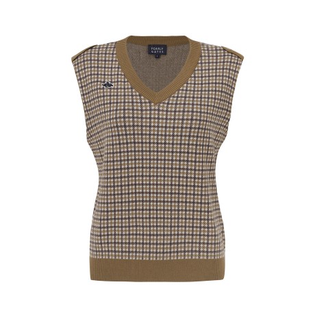 [가격인하] 여성 체크 자카드 브이넥 니트 베스트